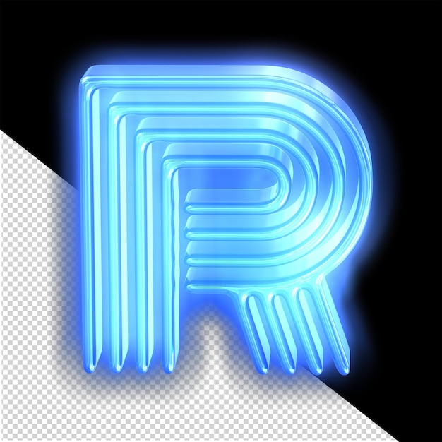 Blauwe neon symbool letter r