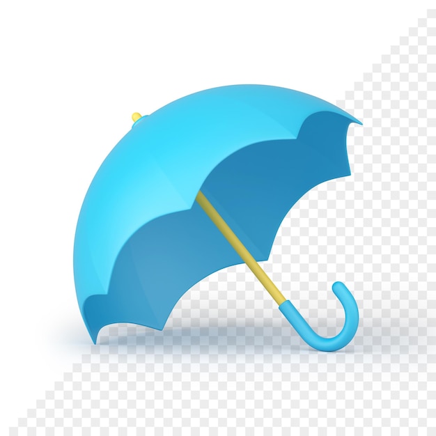 Blauwe open paraplu seizoensgebonden weer klimaat bescherming zon en regen veiligheid realistisch 3D-pictogram