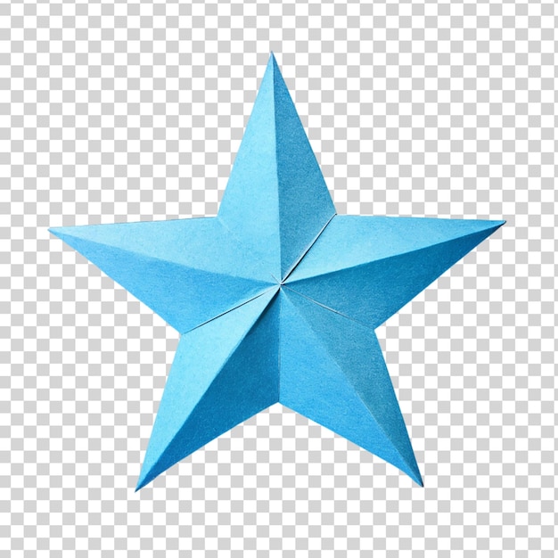PSD blauwe papieren ster geïsoleerd op een doorzichtige achtergrond