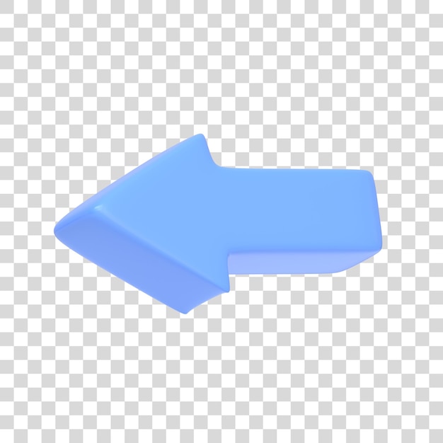 Blauwe pijlpictogram geïsoleerd op witte achtergrond 3D pictogram teken en symbool Cartoon minimalistische stijl 3D Render