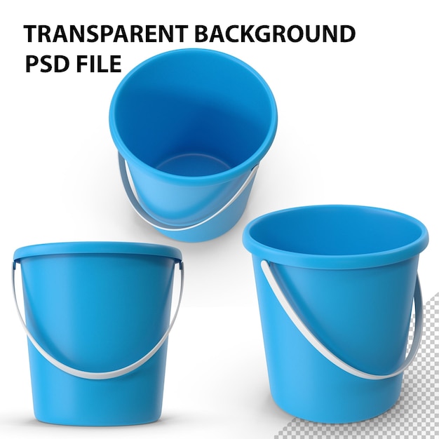 PSD blauwe plastic emmer png