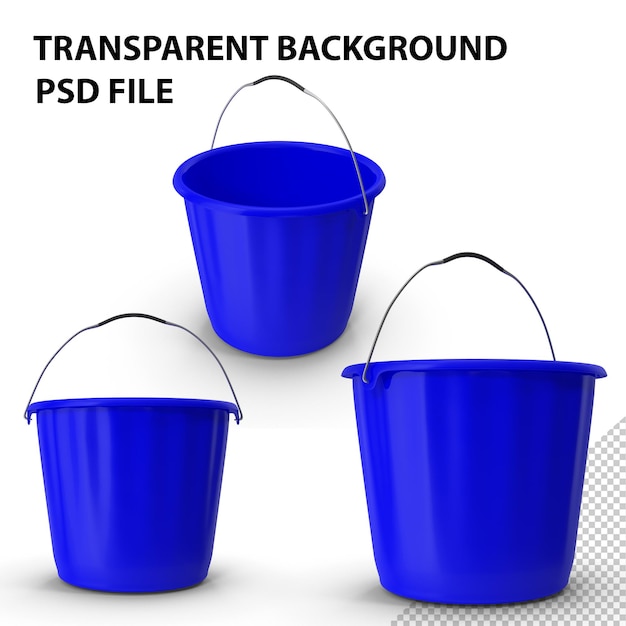 PSD blauwe plastic emmer png