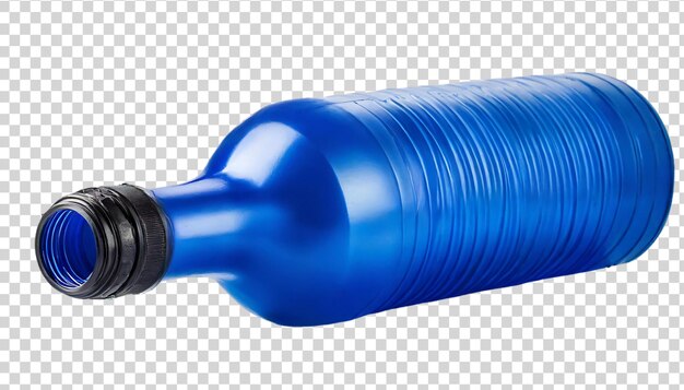PSD blauwe plastic fles geïsoleerd op een doorzichtige achtergrond
