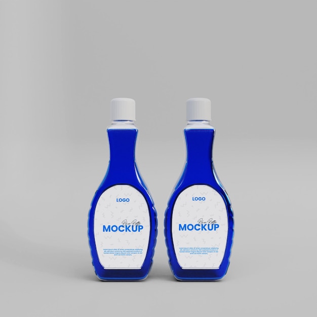 Blauwe realistische fles mockup