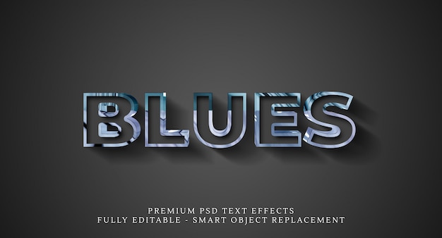 Blauwe tekststijl effect psd, premium psd teksteffecten