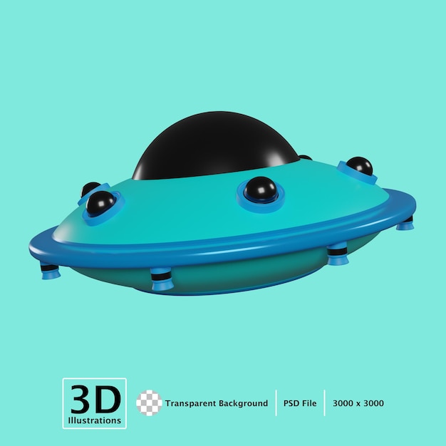 PSD blauwe ufo 3d illustratie