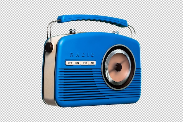 Blauwe vintage radio geïsoleerd