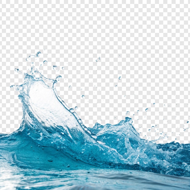 Blauwe waterstralen en druppels geïsoleerd op een doorzichtige achtergrond Aqua kroon Vector illustratie