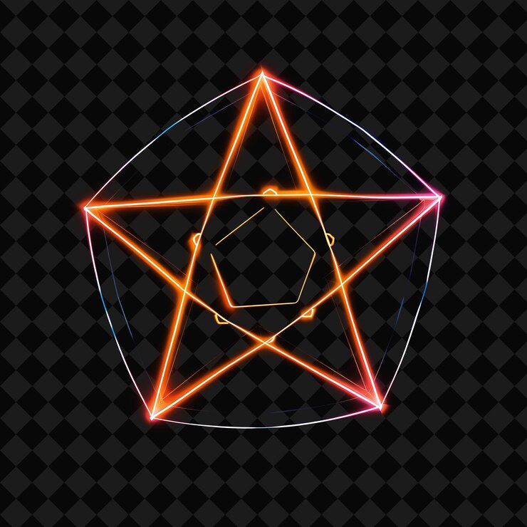 PSD blazing neon binary stars inside a silhouette enneagonal sha png y2k neon space designs