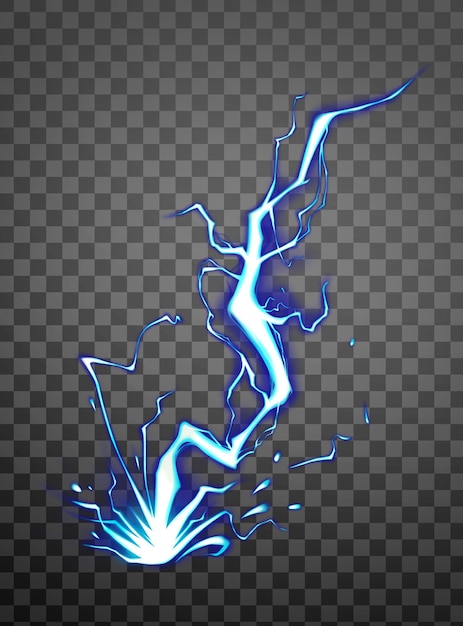 bliksem licht effect achtergrond realistische flits met bliksem elektrische explosie op een doorzichtige