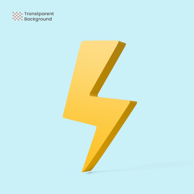 bliksem zijaanzicht 3D-rendering pictogram illustratie op transparante achtergrond