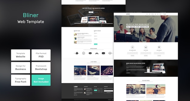 PSD Шаблон веб-сайта для бизнеса и агентства bliner
