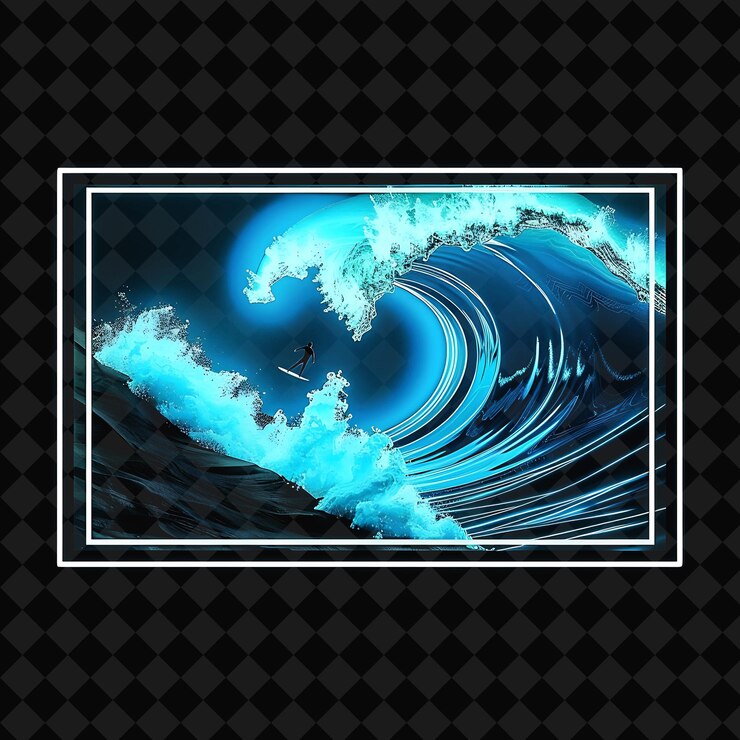 PSD 閃的霓虹海浪在橫向png y2k海光收藏的 siluet內