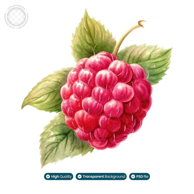 PSD the blissful taste and aroma of raspberries with this exquisite watercolor piece