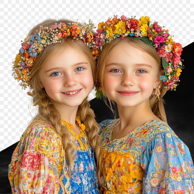 Bliźniaczki w koronach kwiatowych
