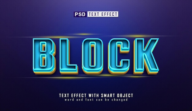 PSD block blue editable text effect