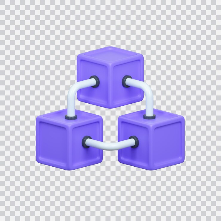 PSD block chain 3d rendering icon isolated on white