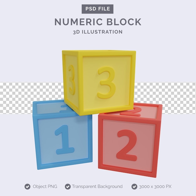 PSD block education 3d illustration