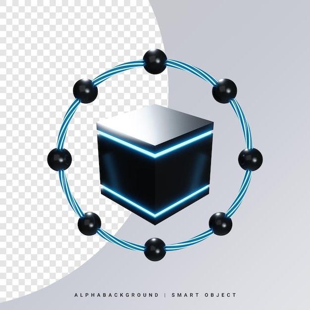 PSD blockchain 3d ikona ilustracja