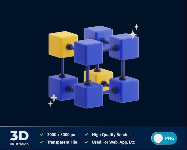PSD blockchain 3d illustration