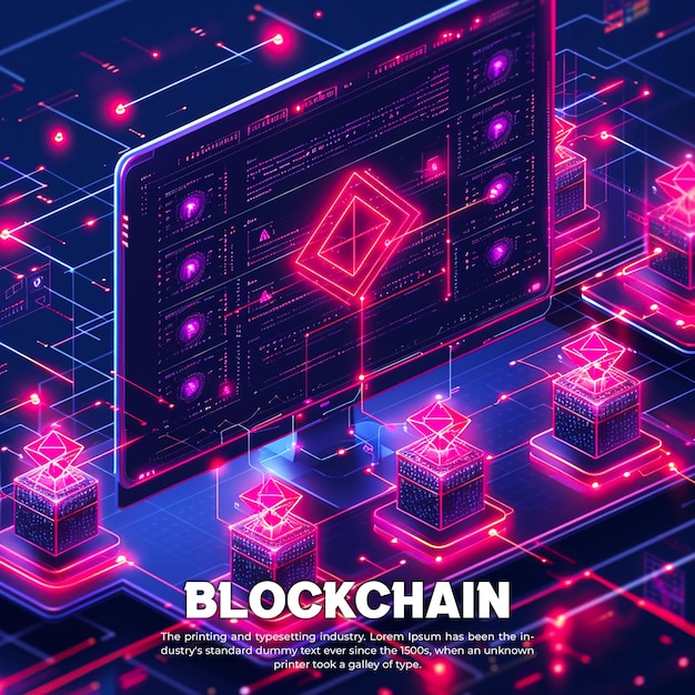 PSD blockchain banner sjabloon achtergrond