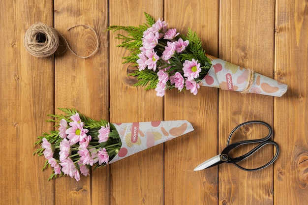 Bloemen boeket verpakking kegel mock-up