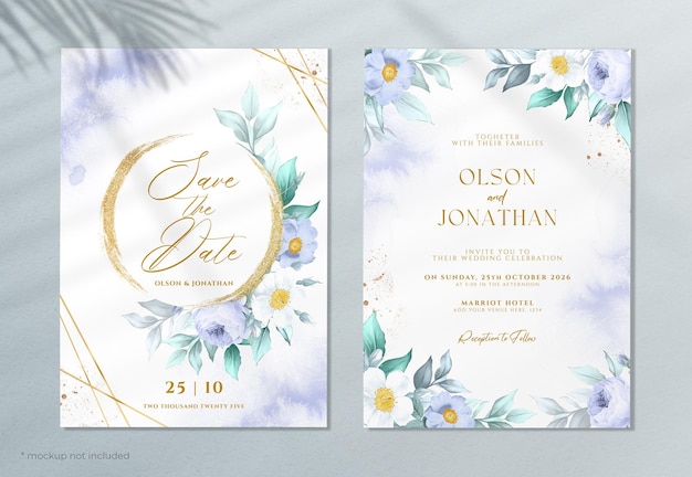 Bloemen bruiloft uitnodiging kaartenset