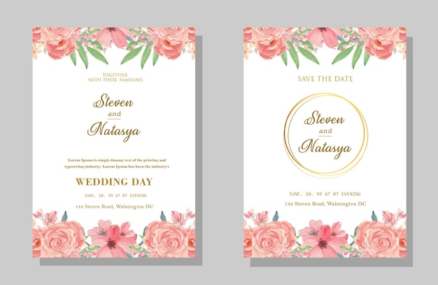 Bloemen bruiloft uitnodiging psd
