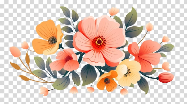 Bloemen geïsoleerd op transparante achtergrond vectorillustratie