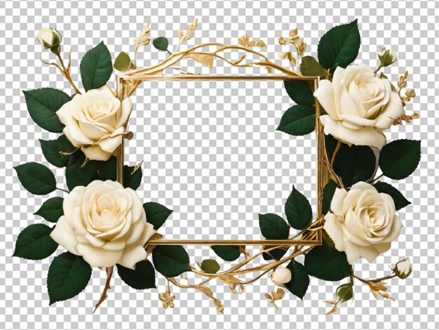 PSD bloemen gouden frame png