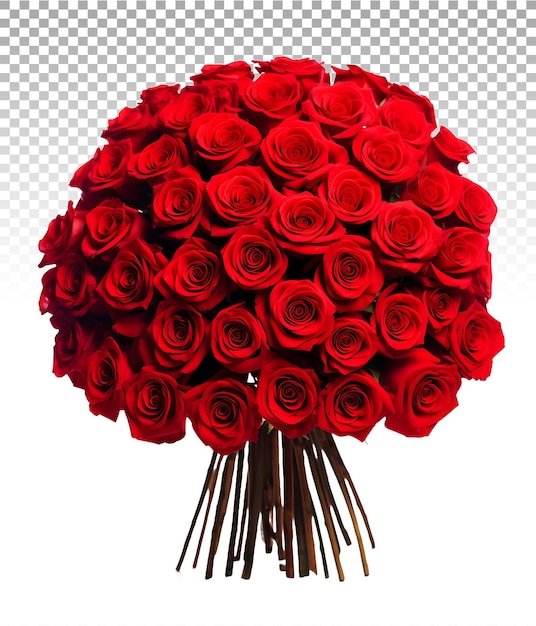 Bloemen in helderheid geïsoleerde rode rozenboeket op een doorzichtige achtergrond