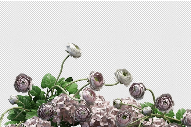 PSD bloemen in pot in 3d-rendering geïsoleerd