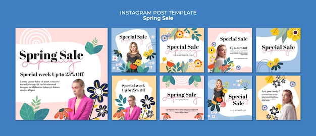 Bloemen lente verkoop instagram-berichten