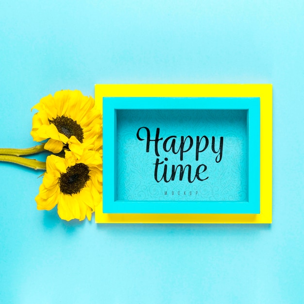 PSD bloemenassortiment happy time mock-up