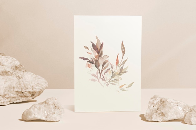 Bloemenpapier briefpapier mockup psd in esthetische stijl