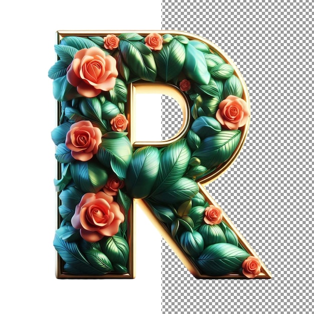 PSD bloemige alfabetten driedimensionale letters samengesteld uit bloemen