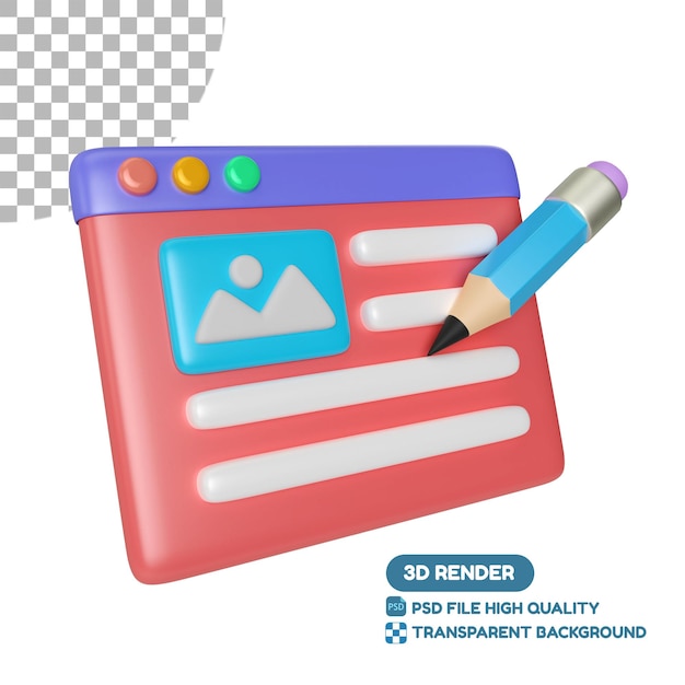 PSD blog 3d illustration icon