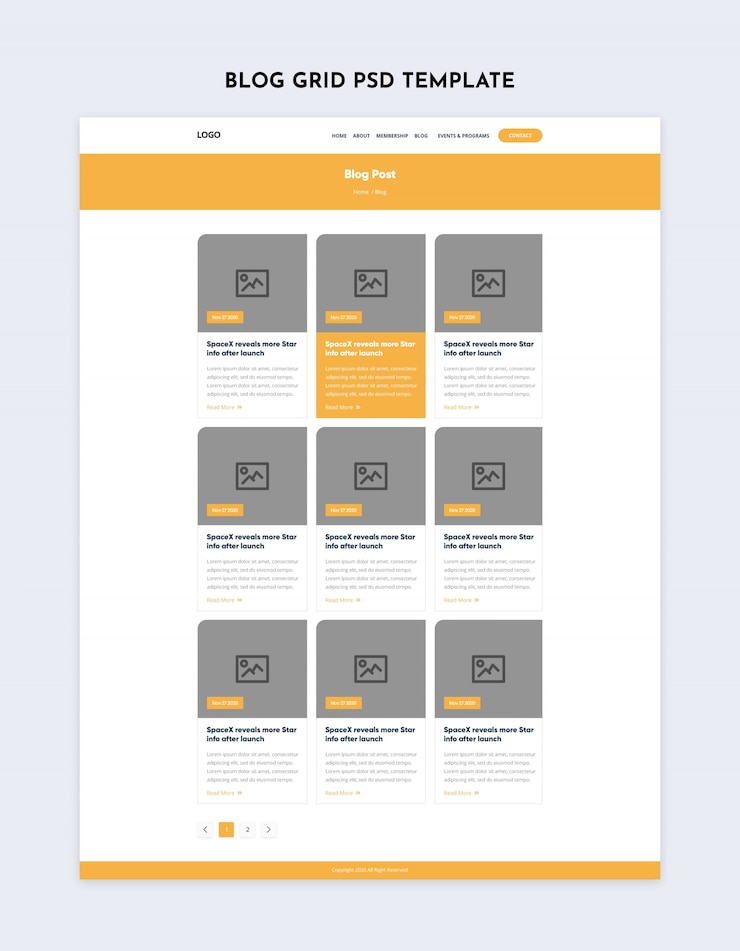 PSD blog grid inner page template