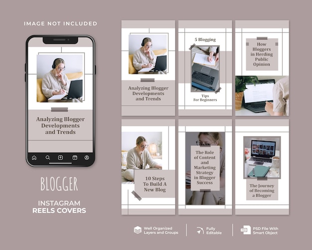 PSD blogger instagram reels cover template