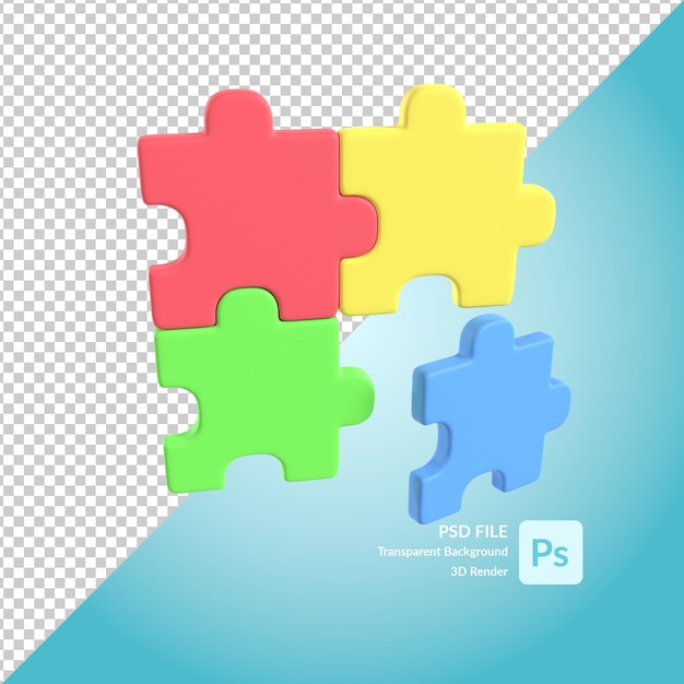 Blok puzzel 3d illustratie weergave