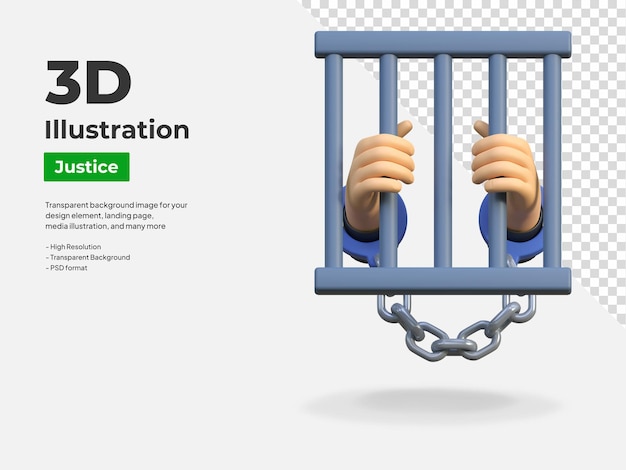 Blokada ręczna z kajdankami w więzieniu 3d ikona ilustracja
