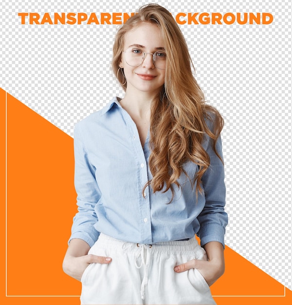 blonde business woman hands in pockets