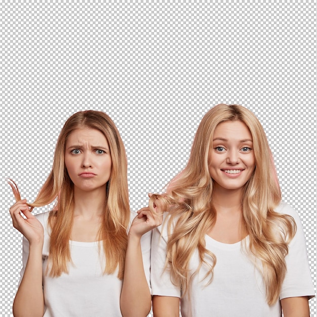 blonde female friends dressed in white