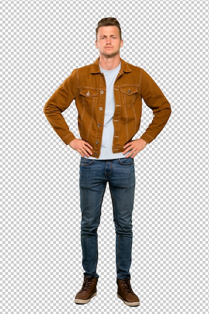 Blonde handsome man angry