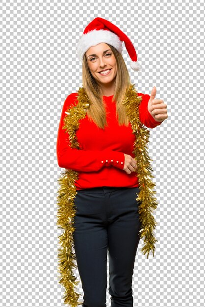 PSD blonde woman dressed up for christmas holidays