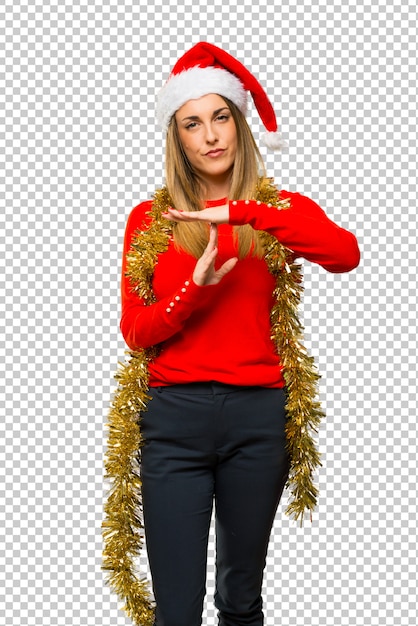 PSD blonde woman dressed up for christmas holidays