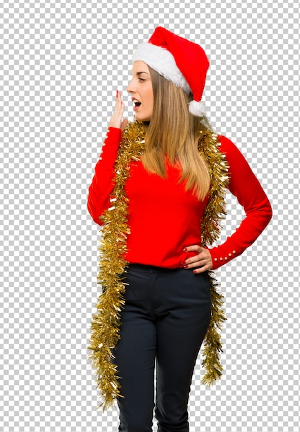 PSD blonde woman dressed up for christmas holidays