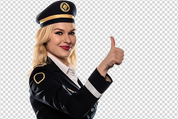 PSD blonde woman pilot on white isolated background