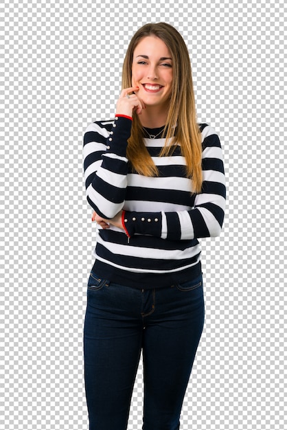 Blonde youn-meisje het lachen
