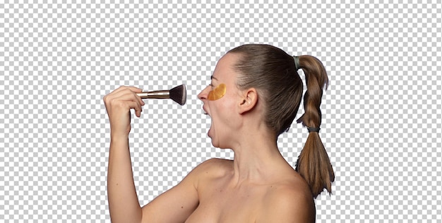 Blondynka, młoda, ładna kobieta, koncepcja dbałości o siebie.